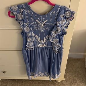 Blue and white cotton dress
